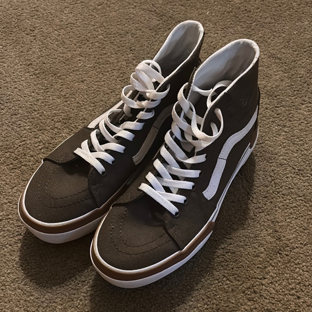 Green and White Vans High-Top Sneakers